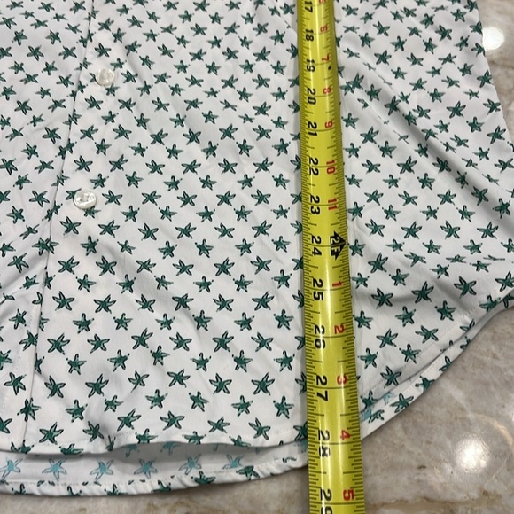 Bonobos | Tech Performance Button-Up Shirt | White‎ & Green Starfish | Medium - Picture 5 of 12